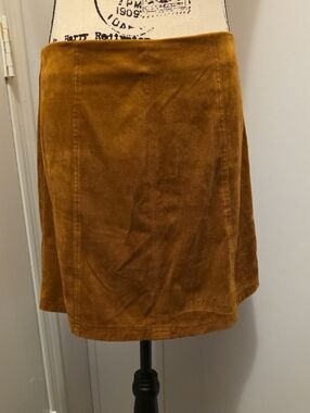 Suede A-Line Skirt in Camel Brown Botique Brand Mi Ami By Franchescia's